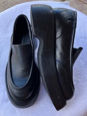 Paloma Barcelo Platform Oxfords Chunky Loafers Black Leather EUR 38 US 8